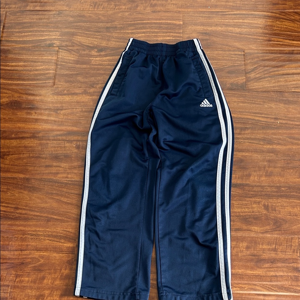 Adidas Kids Dark Blue Joggers with White Stripes